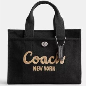 NEW Coach Black and Gold Canvas Tote CP158 NEW